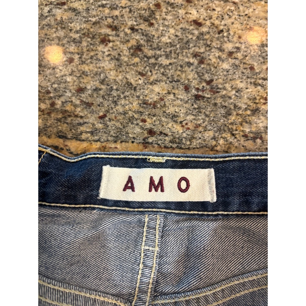 AMO Seamed Jean Enchanted Straight Leg Panelled Denim Blue Size 27 (Fits 29) USA - Picture 4 of 8